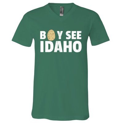 Boy See Idaho Design Boise Idaho Graphic Idaho Home Print V-Neck T-Shirt