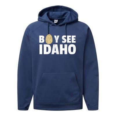 Boy See Idaho Design Boise Idaho Graphic Idaho Home Print Performance Fleece Hoodie