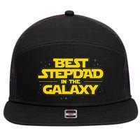 Best Stepdad In The Galaxy Stepfather Bonus Dad Fatherhood 7 Panel Mesh Trucker Snapback Hat