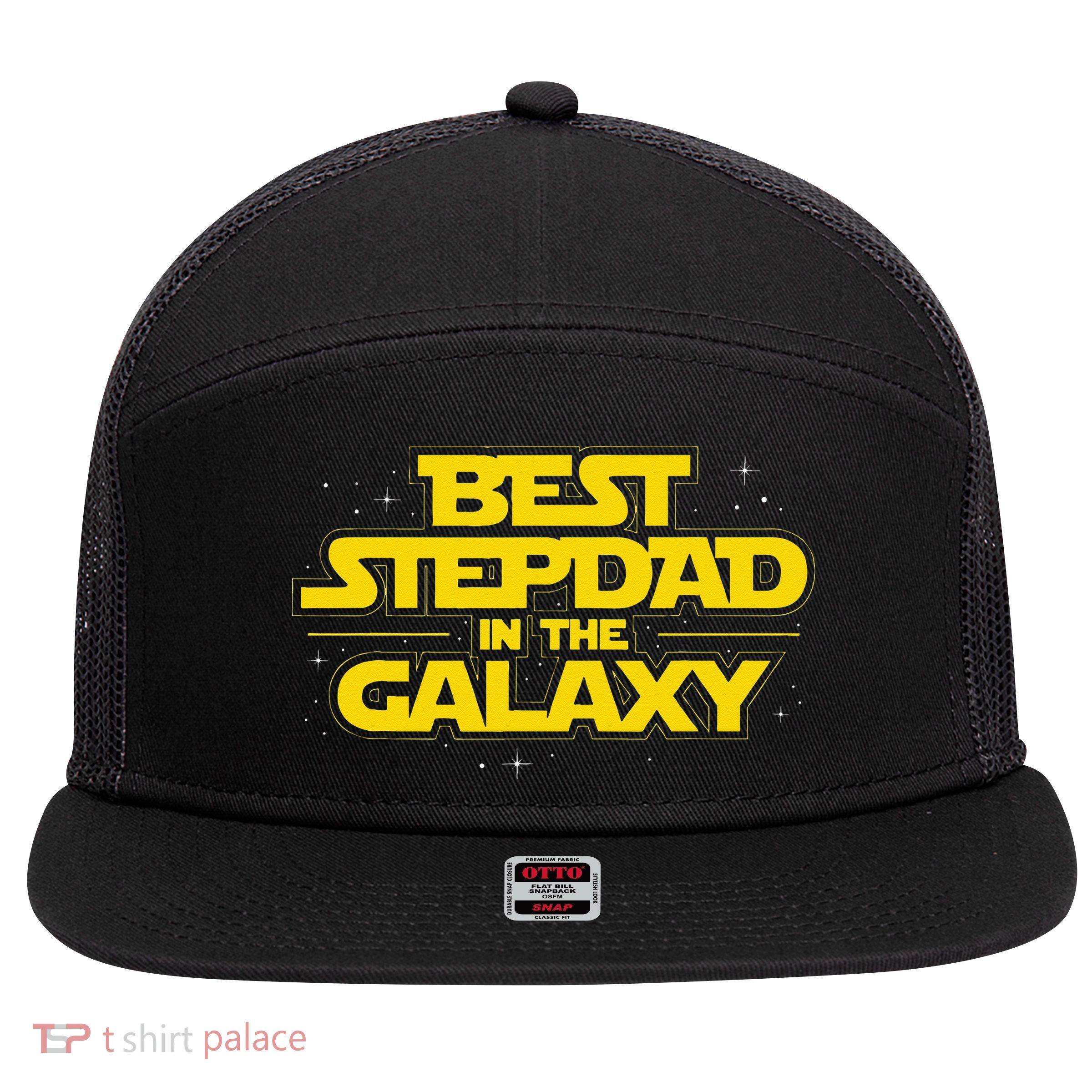 Best Stepdad In The Galaxy Stepfather Bonus Dad Fatherhood 7 Panel Mesh Trucker Snapback Hat
