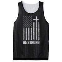 Be Strong Inspirational Christian American Flag Mesh Reversible Basketball Jersey Tank