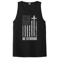 Be Strong Inspirational Christian American Flag PosiCharge Competitor Tank