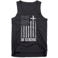 Be Strong Inspirational Christian American Flag Tank Top