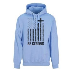 Be Strong Inspirational Christian American Flag Unisex Surf Hoodie