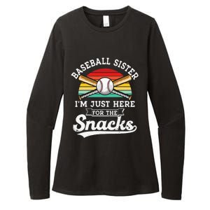 Baseball Sister Im Just Here For The Snacks Retro Baseball Womens CVC Long Sleeve Shirt