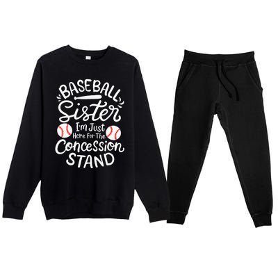 Baseball Sister IM Just Here For Concession Stand Premium Crewneck Sweatsuit Set