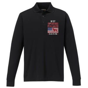 Best Spinone Italiano Dad Ever American Flag Dog Dad Performance Long Sleeve Polo