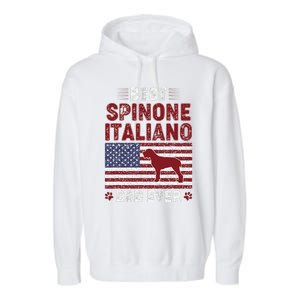 Best Spinone Italiano Dad Ever American Flag Dog Dad Garment-Dyed Fleece Hoodie