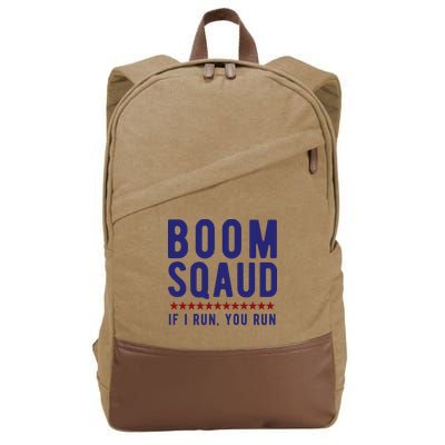 Boom Squad If I Run You Run Funny 4th Of July Cotton Canvas Backpack