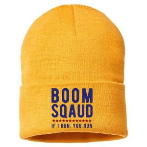 Boom Squad If I Run You Run Funny 4th Of July Sustainable Knit Beanie