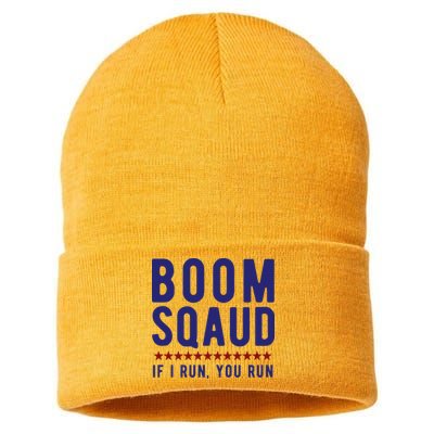 Boom Squad If I Run You Run Funny 4th Of July Sustainable Knit Beanie