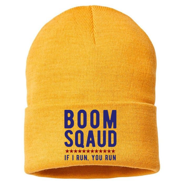 Boom Squad If I Run You Run Funny 4th Of July Sustainable Knit Beanie