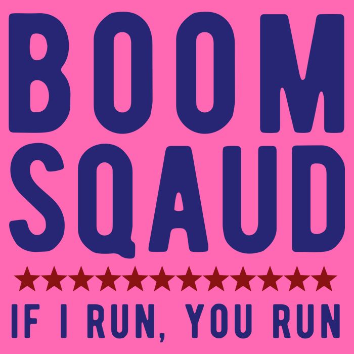 Boom Squad If I Run You Run Funny 4th Of July Stripe Pom Pom Beanie
