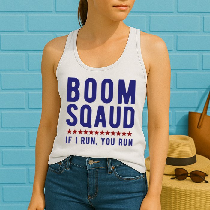 Boom Squad If I Run You Run Funny 4th Of July Womens Tank Top