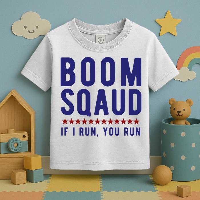 Boom Squad If I Run You Run Funny 4th Of July Toddler T-Shirt