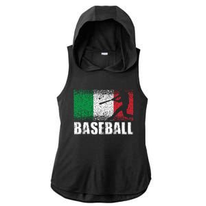 Baseball Sports Italy Flag Italian Baseball Ladies PosiCharge Tri-Blend Wicking Draft Hoodie Tank