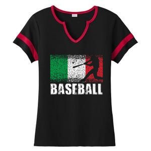 Baseball Sports Italy Flag Italian Baseball Ladies Halftime Notch Neck Tee