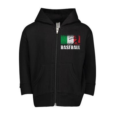 Baseball Sports Italy Flag Italian Baseball Toddler Zip Fleece Hoodie