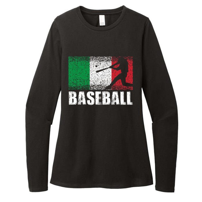 Baseball Sports Italy Flag Italian Baseball Womens CVC Long Sleeve Shirt