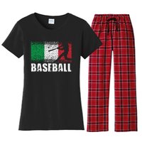 Baseball Sports Italy Flag Italian Baseball Women's Flannel Pajama Set