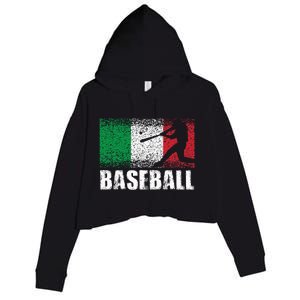 Baseball Sports Italy Flag Italian Baseball Crop Fleece Hoodie