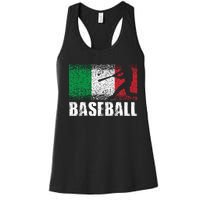 Baseball Sports Italy Flag Italian Baseball Women's Racerback Tank