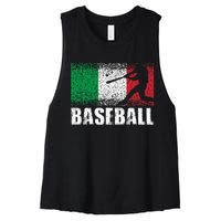 Baseball Sports Italy Flag Italian Baseball Women's Racerback Cropped Tank