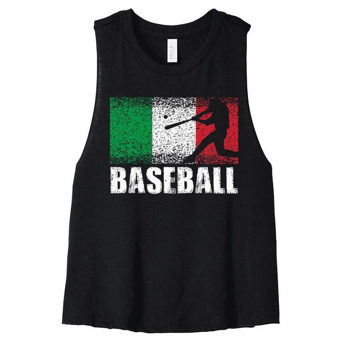 Baseball Sports Italy Flag Italian Baseball Women's Racerback Cropped Tank