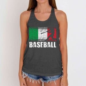 Baseball Sports Italy Flag Italian Baseball Women's Knotted Racerback Tank