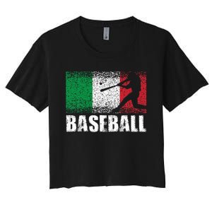 Baseball Sports Italy Flag Italian Baseball Women's Crop Top Tee