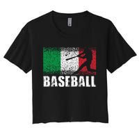 Baseball Sports Italy Flag Italian Baseball Women's Crop Top Tee