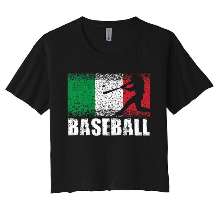 Baseball Sports Italy Flag Italian Baseball Women's Crop Top Tee