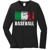 Baseball Sports Italy Flag Italian Baseball Ladies Long Sleeve Shirt