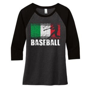 Baseball Sports Italy Flag Italian Baseball Women's Tri-Blend 3/4-Sleeve Raglan Shirt