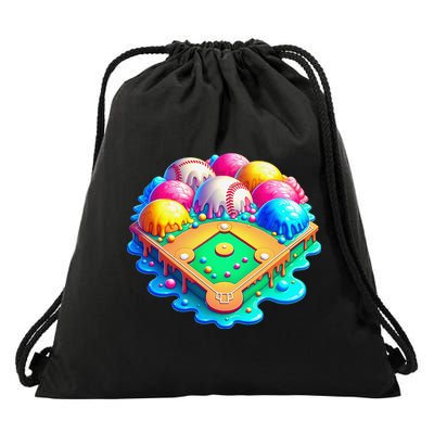 Baseball Stadiums Ice Cream Drip For Drawstring Bag