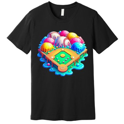 Baseball Stadiums Ice Cream Drip For Premium T-Shirt