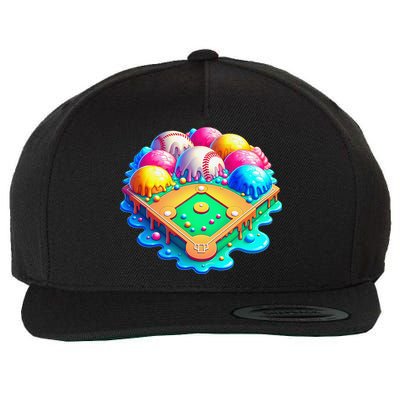 Baseball Stadiums Ice Cream Drip For Wool Snapback Cap