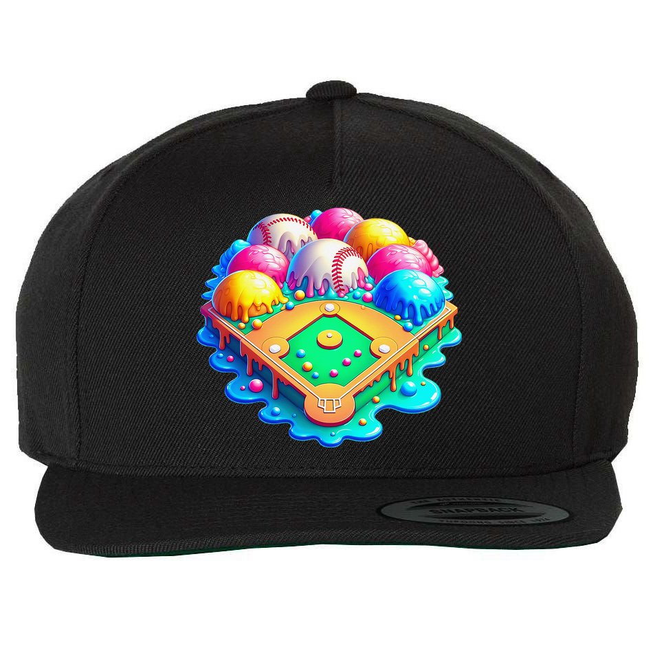 Baseball Stadiums Ice Cream Drip For Wool Snapback Cap