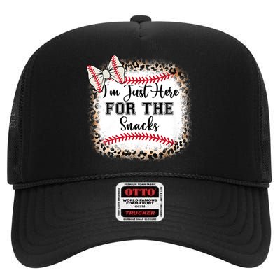 Baseball Sister Im Just Here For The Snacks High Crown Mesh Back Trucker Hat