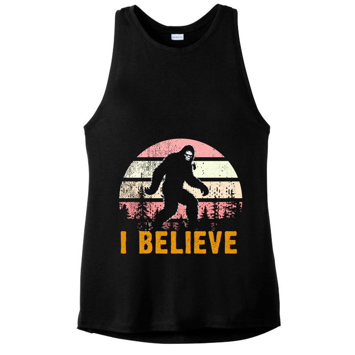 Bigfoot Squatch I Believe Bigfoot Ladies PosiCharge Tri-Blend Wicking Tank