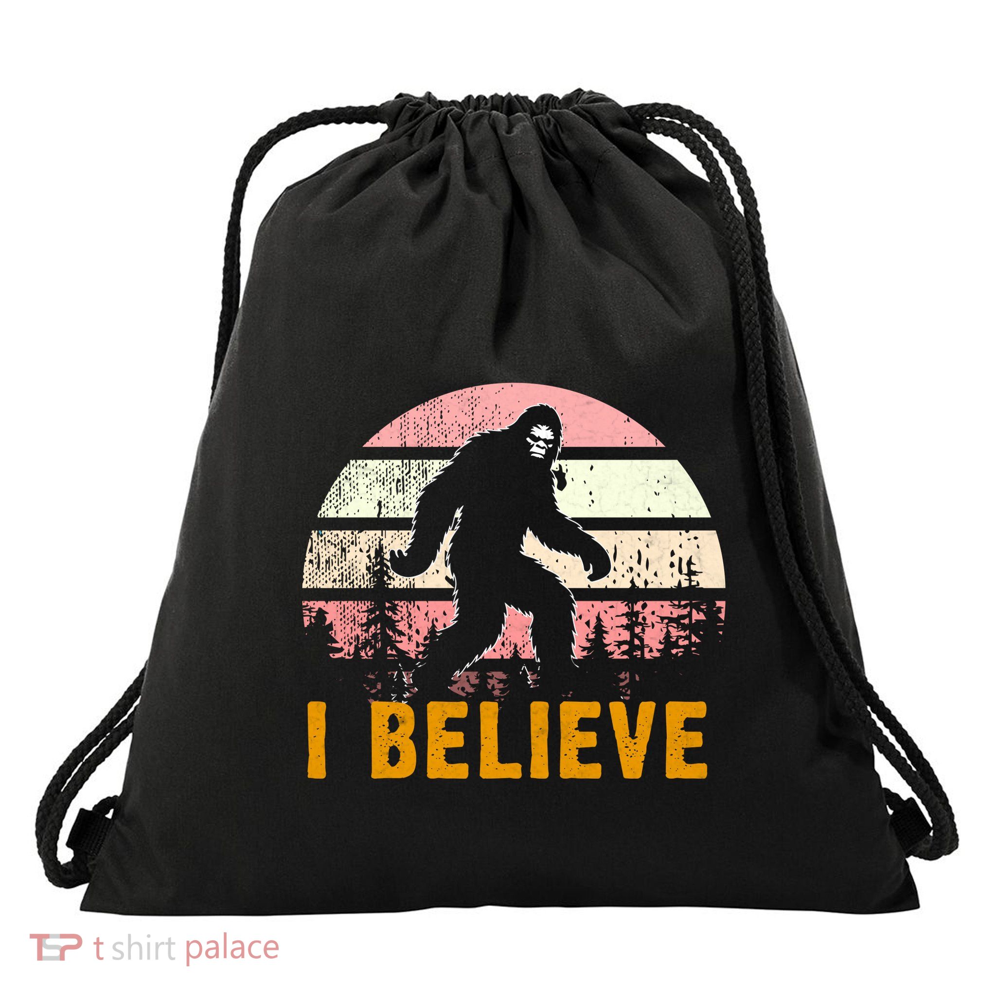 Bigfoot Squatch I Believe Bigfoot Drawstring Bag