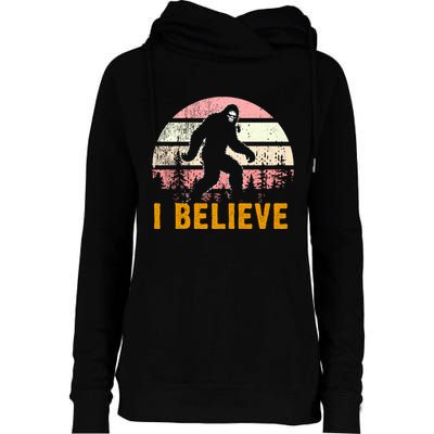 Bigfoot Squatch I Believe Bigfoot Womens Funnel Neck Pullover Hood