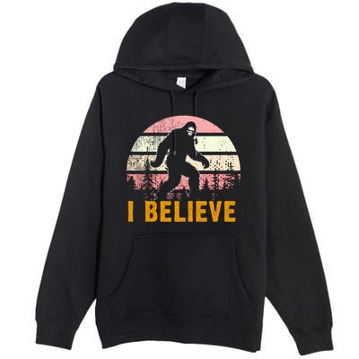 Bigfoot Squatch I Believe Bigfoot Premium Pullover Hoodie
