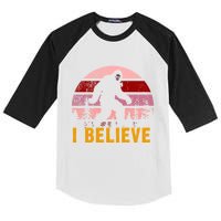 Bigfoot Squatch I Believe Bigfoot Kids Colorblock Raglan Jersey