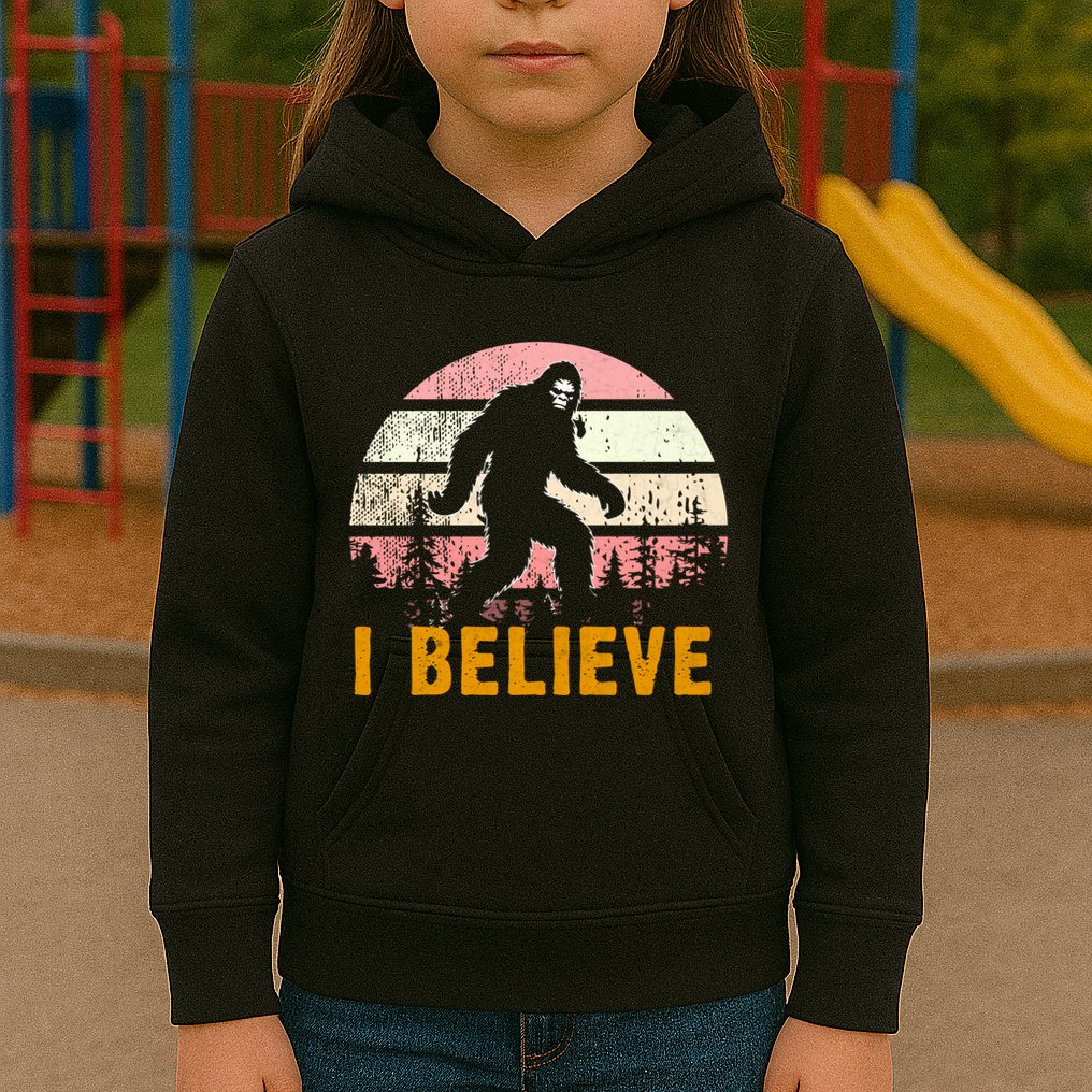 Bigfoot Squatch I Believe Bigfoot Kids Hoodie