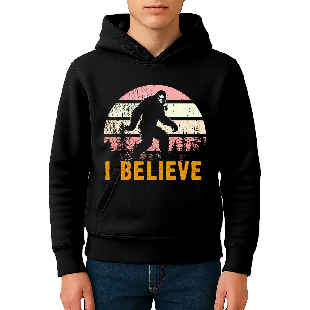 Bigfoot Squatch I Believe Bigfoot Kids Hoodie