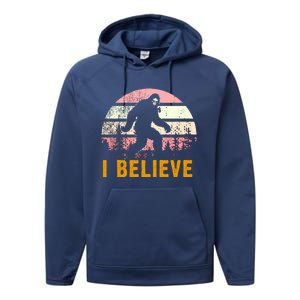 Bigfoot Squatch I Believe Bigfoot Performance Fleece Hoodie