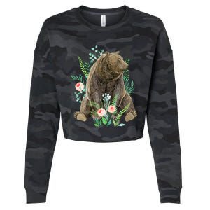 Bear Sitting In The Forest Cropped Pullover Crew