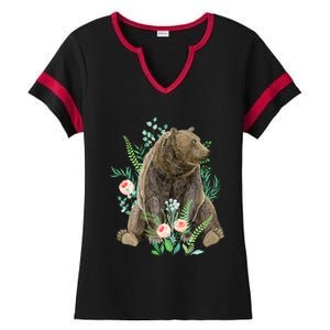 Bear Sitting In The Forest Ladies Halftime Notch Neck Tee