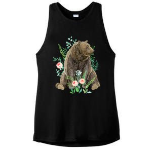 Bear Sitting In The Forest Ladies PosiCharge Tri-Blend Wicking Tank